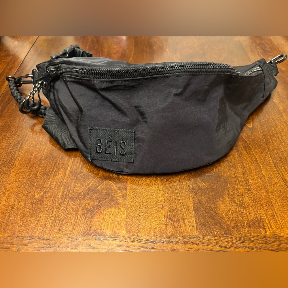 BEIS Black Nylon Crossbody Waist Bag